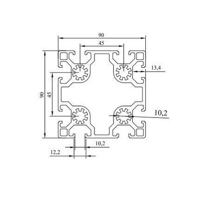 歐標(biāo)9090雙槽工業(yè)鋁型材槽10系列9090鋁型材魚缸底架型