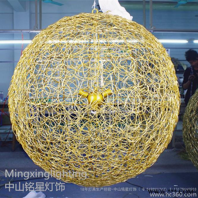 供應銘星創(chuàng)意藝術(shù)金色鋁線球吊燈書房吊燈家裝燈客房吊燈鋁球吊燈廠